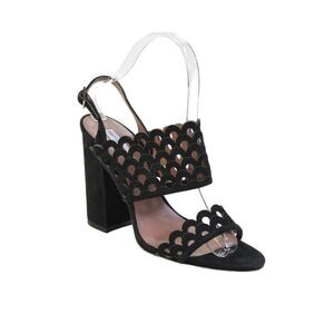 Tabitha Simmons Womens Suede Slingbacks Sandal Heels Black Size 37.5 7.5